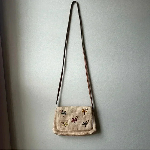 Fossil - Embroidered Straw Crossbody Bag - Picture 1 of 5
